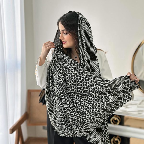 شال خالدار دو رو نخی