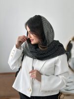 شال خالدار دو رو نخی