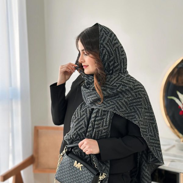 شال موهر طوسی مشکی