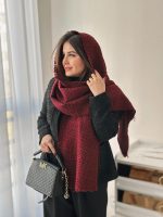 شال زنانه کریسمس با تم زرشکی