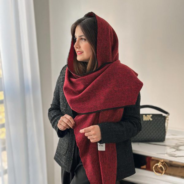 شال زنانه کریسمس با تم زرشکی