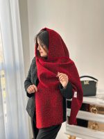 شال زنانه کریسمس با تم زرشکی