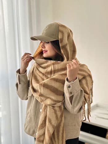 شال موهر دو رنگ زبرا
