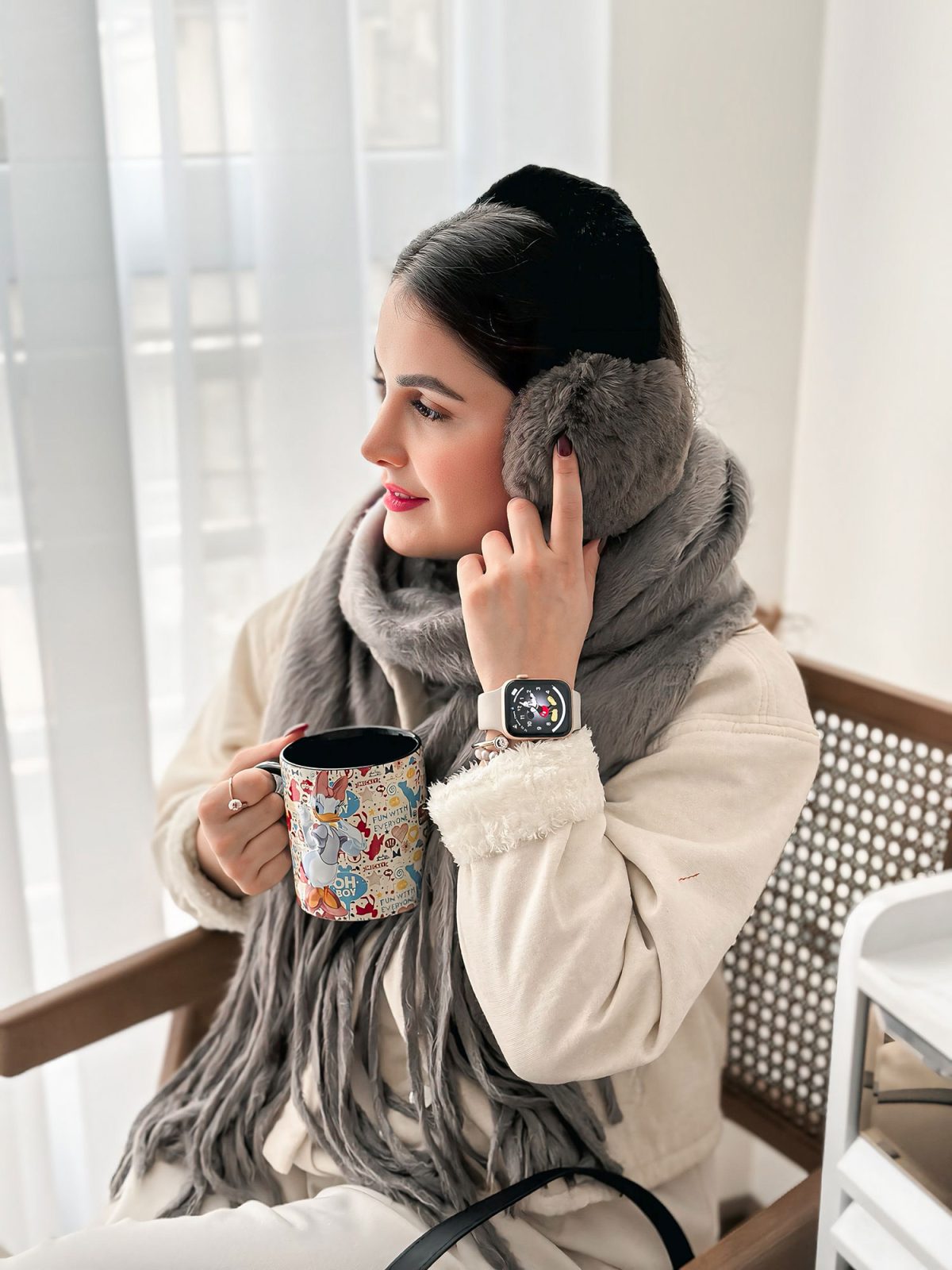 گوش‌بند زمستانی قهوه‌ای