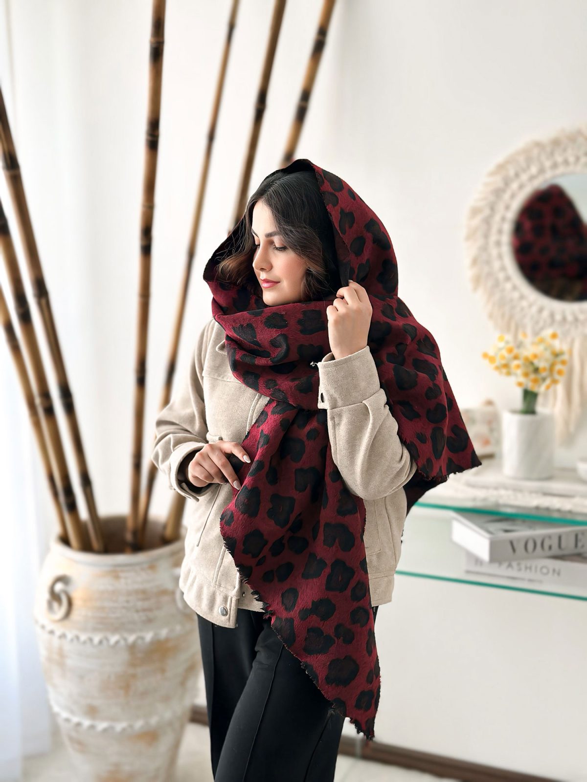 شال فوتر پلنگی قواره‌دار