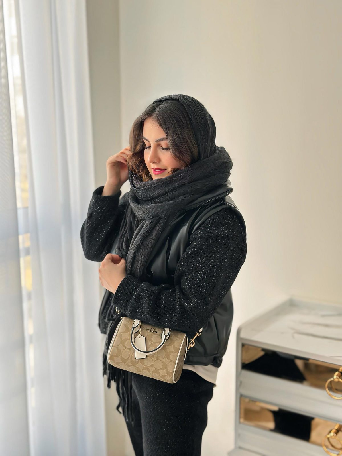 شال موهر پرز بلند ساده
