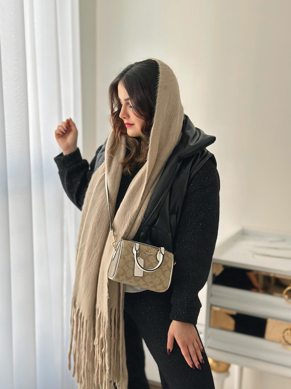 شال موهر پرز بلند ساده