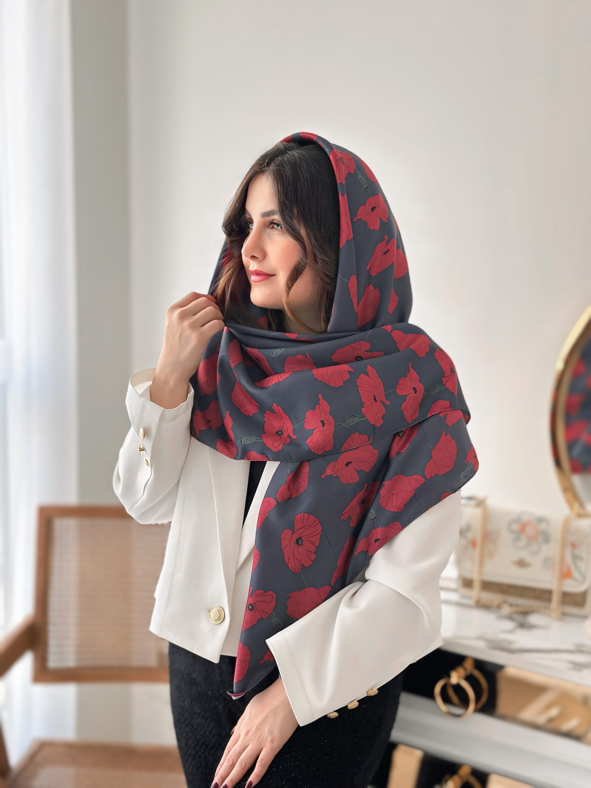روسری نخی گل شقایق
