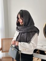 روسری نخی پلنگی مشکی