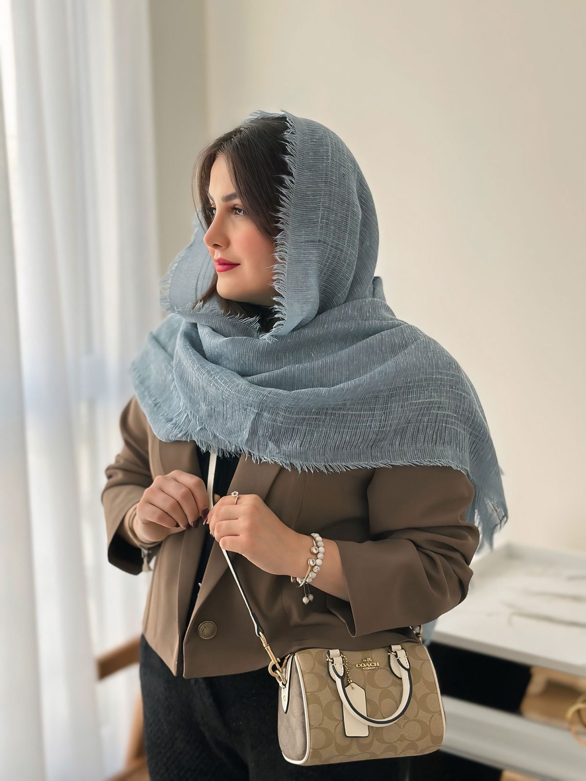 شال نخ پنبه چهار فصل