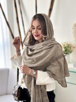 شال مدل ماهی مجلسی دانتل‌دار