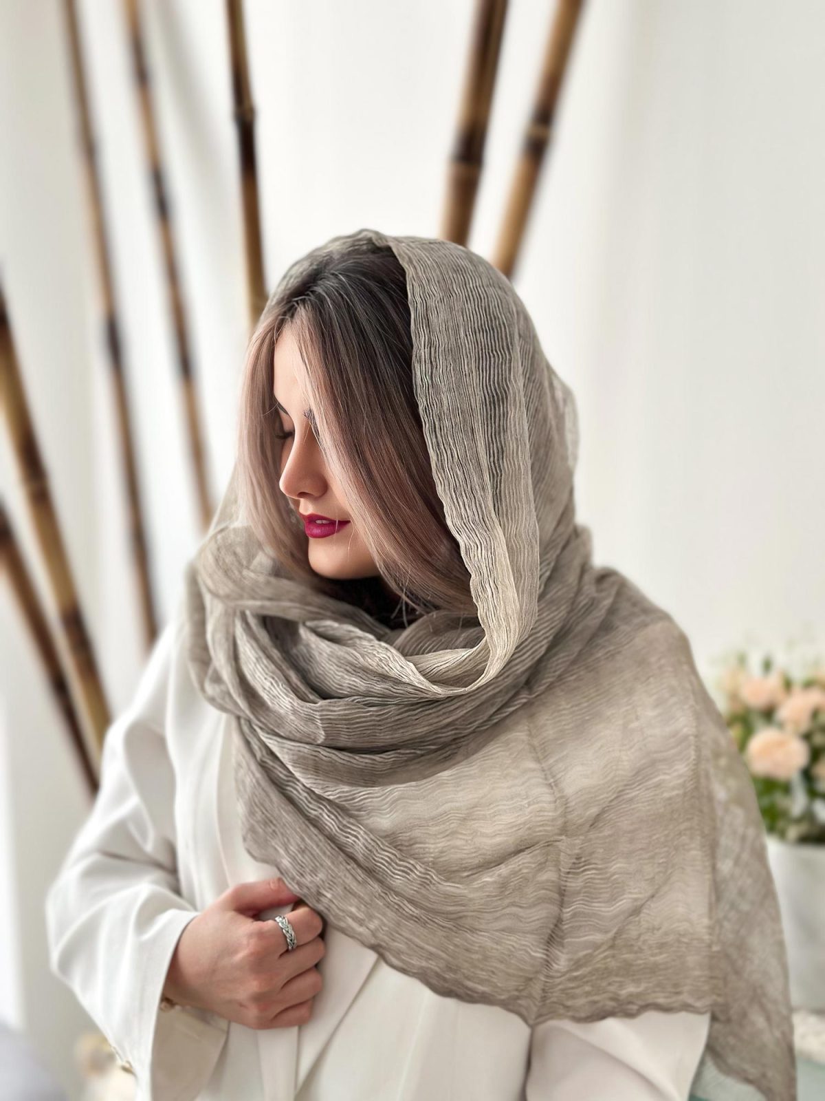 شال ساده نخ ابریشم