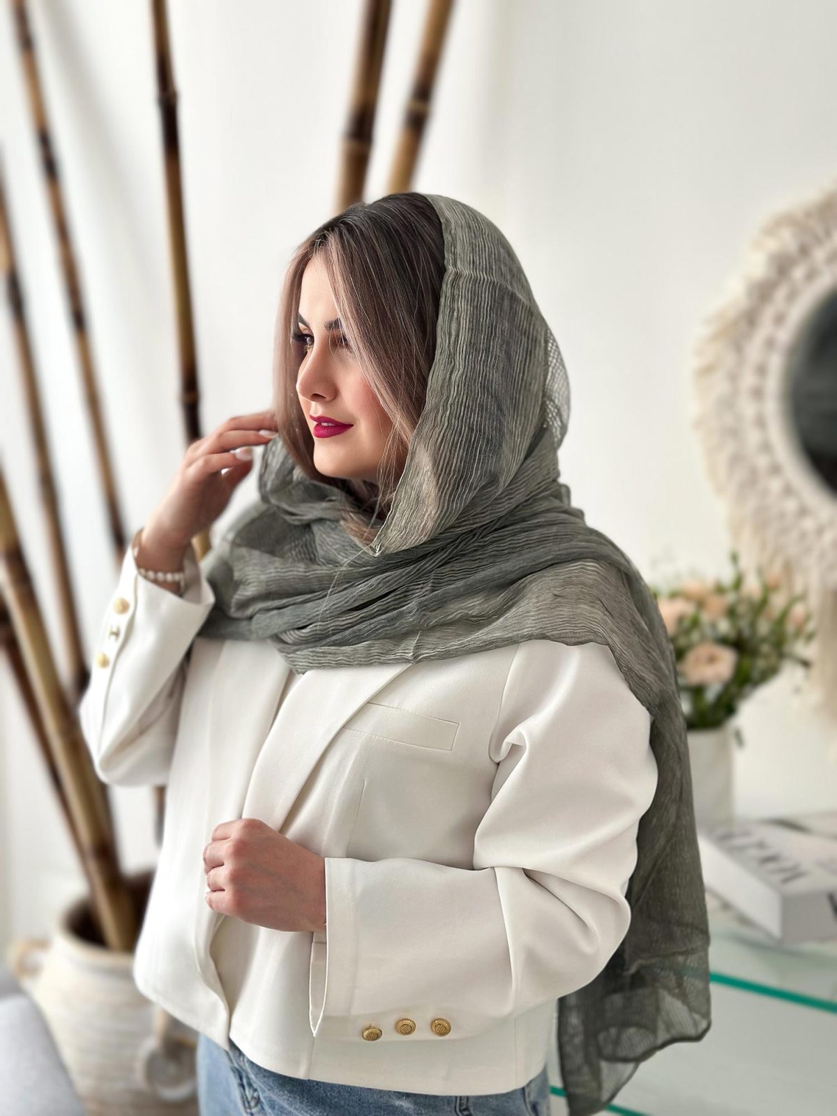 شال ساده نخ ابریشم