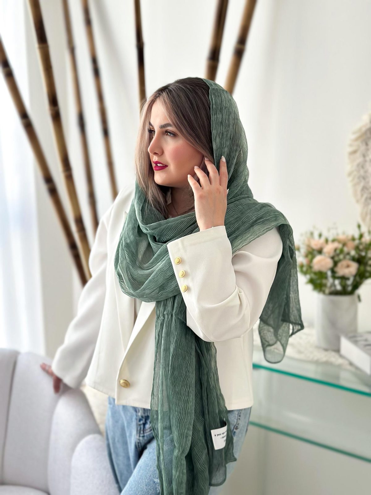 شال ساده نخ ابریشم