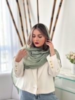 شال ساده نخ ابریشم سبز