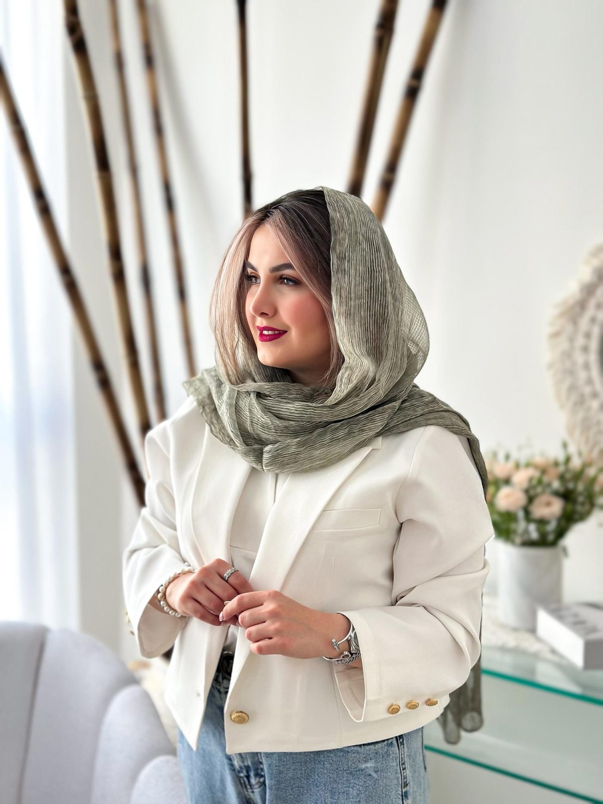 شال ساده نخ ابریشم