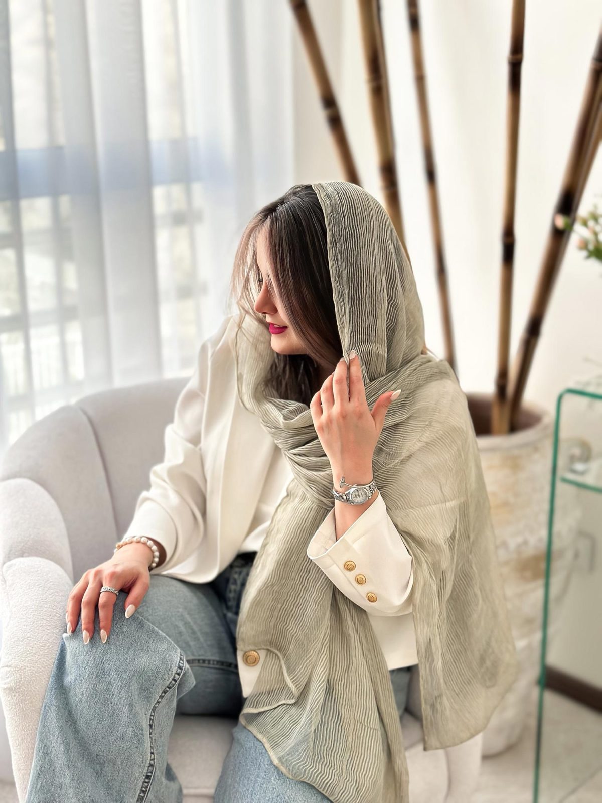 شال ساده نخ ابریشم