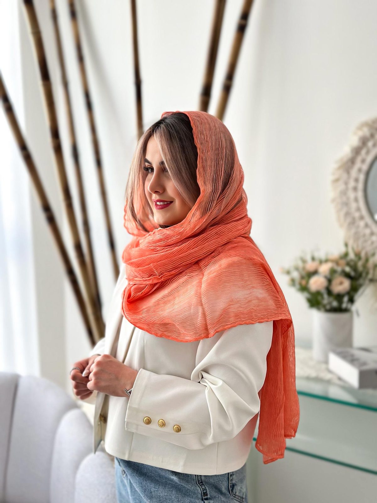 شال ساده نخ ابریشم