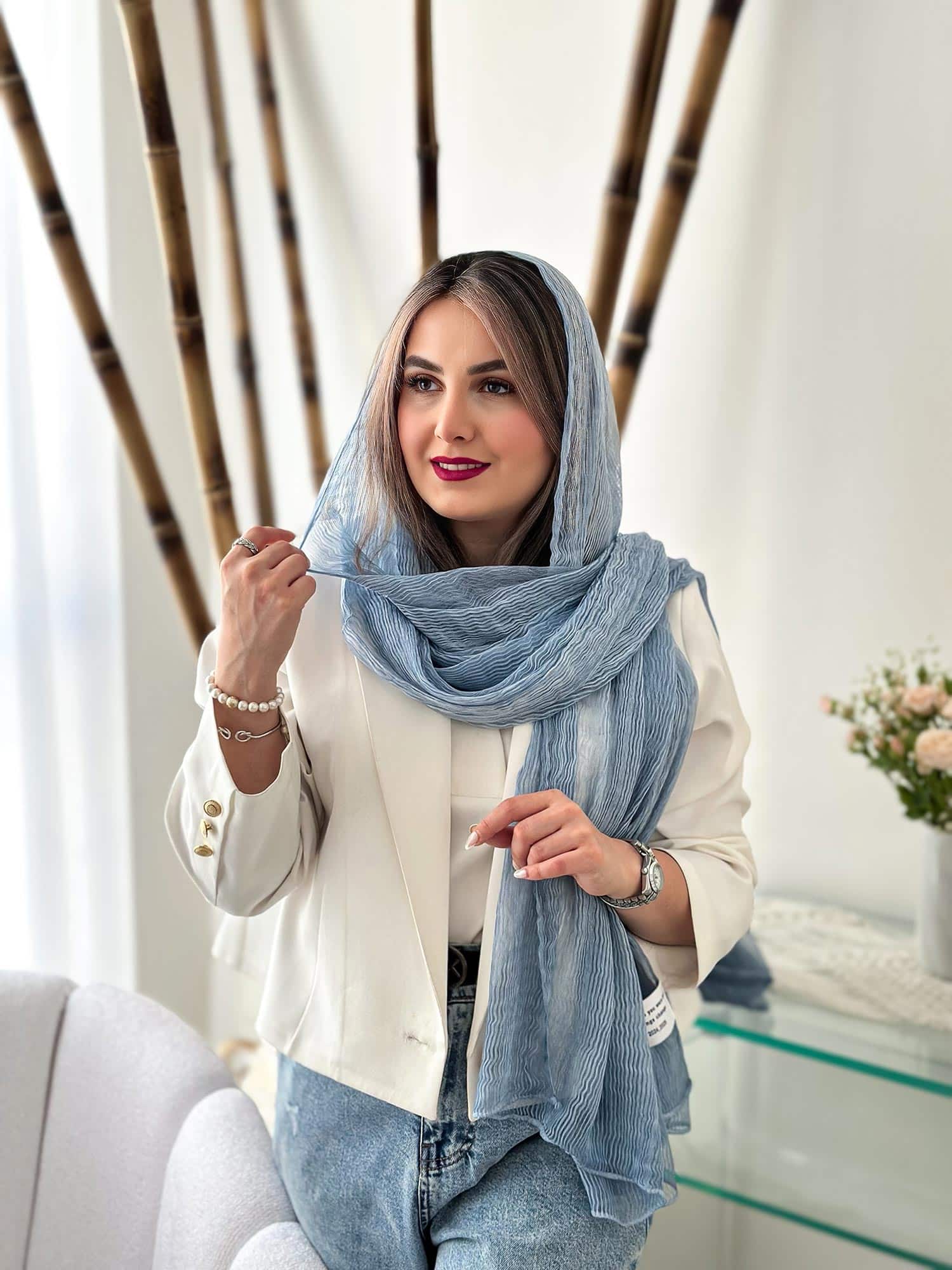 شال ساده نخ ابریشم