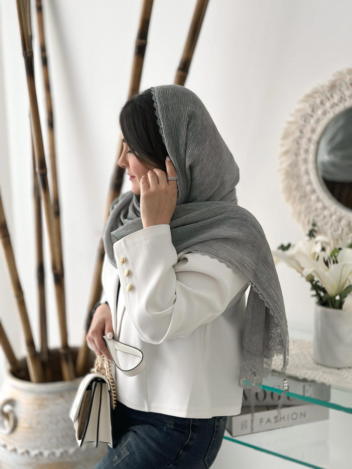 شال پلیسه مجلسی طوسی