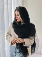 شال حریر دو لایه ابریشمی مشکی