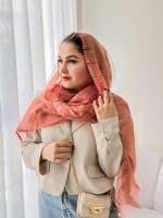 شال حریر دو لایه ابریشمی نارنجی