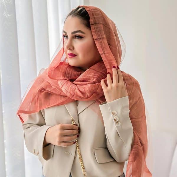 شال حریر دو لایه ابریشمی نارنجی