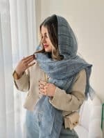 شال حریر دو لایه ابریشمی آبی