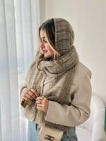 شال حریر دو لایه مجلسی نسکافه‌ای