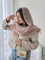 شال حریر دو لایه ابریشمی صورتی