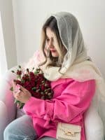شال زنانه ابریشمی کرم روشن