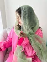 شال زنانه ابریشمی سبز روشن