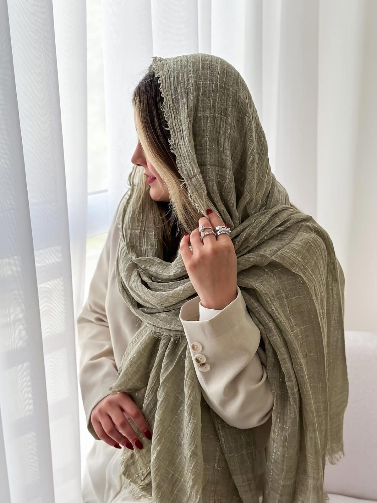 شال نخی لمه‌دار