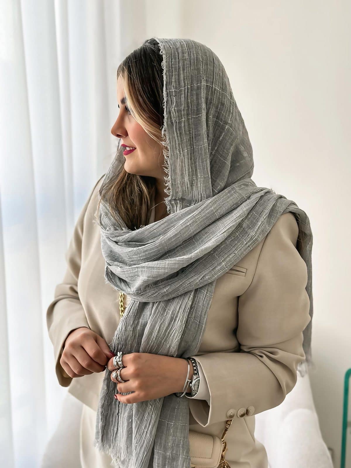 شال نخی لمه‌دار