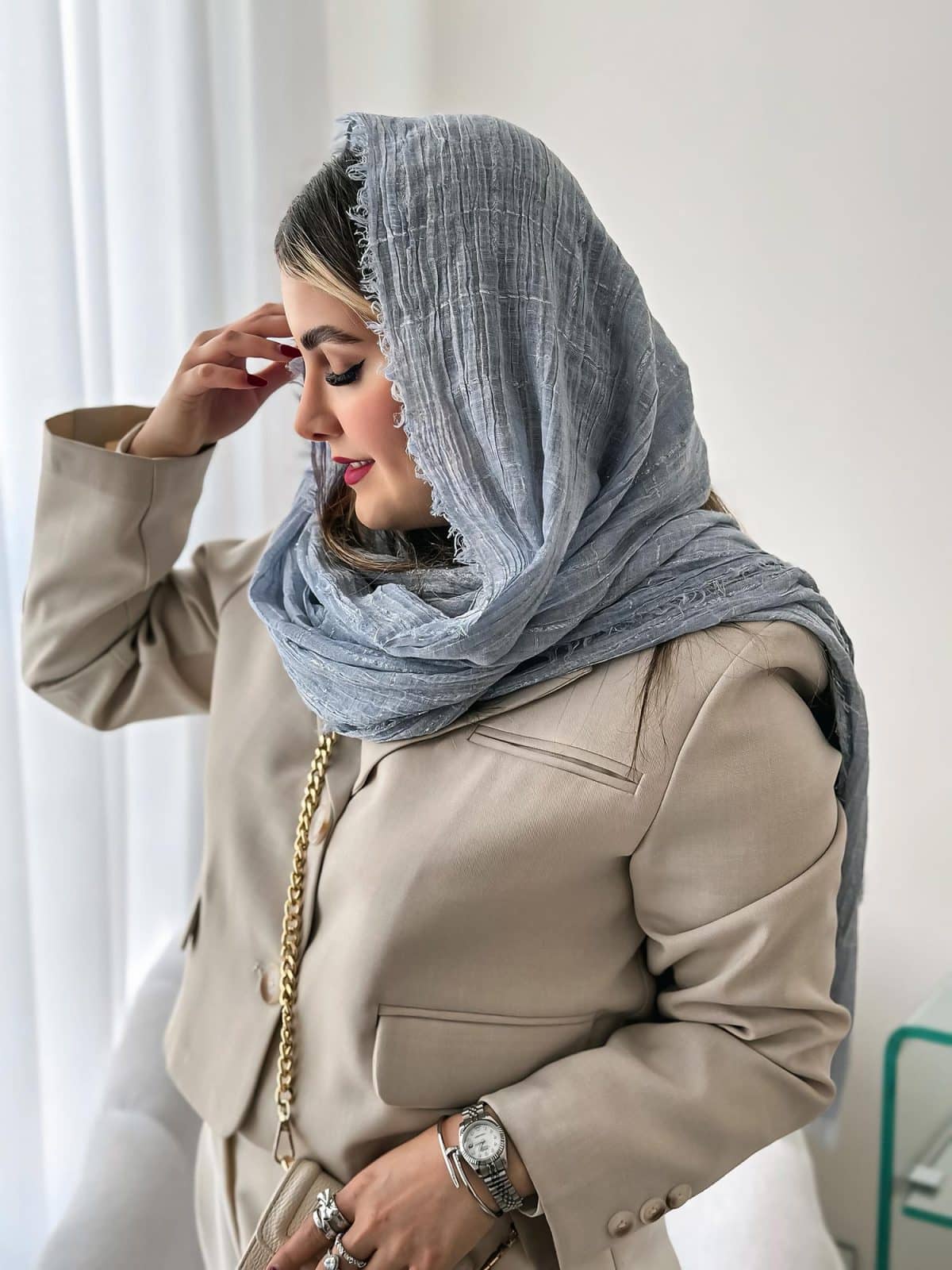 شال نخی لمه‌دار