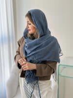 شال مجلسی مدل ماهی سرمه‌ای