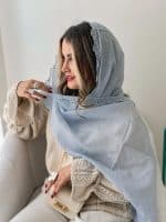 شال زنانه نخی آبی