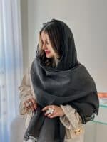 شال زنانه نخی مجلسی دودی