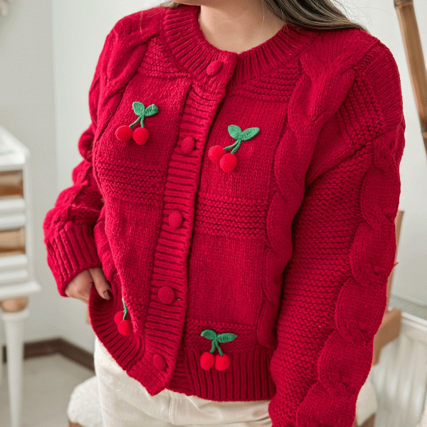 cherry-tow-tone-knit-cardigan